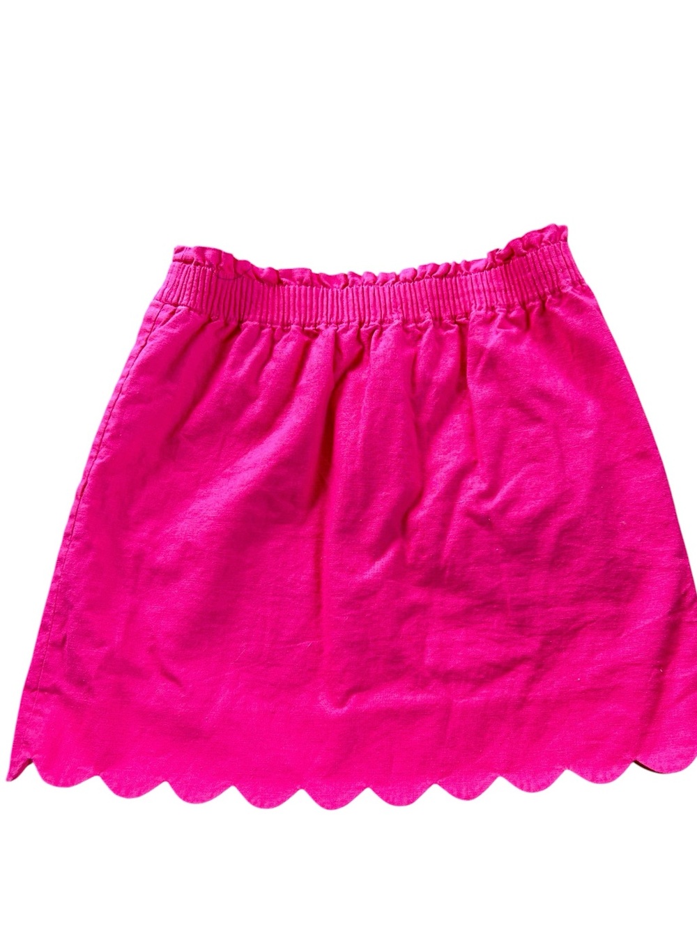 J-Crew Women’s 4 Scallop Skirt Hot Pink Linen Cotton Blend‎ - Picture 2 of 6